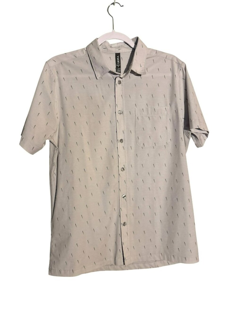 Vuori Bridge Short-Sleeve Button-Down Shirt Light Gray Men's Size M